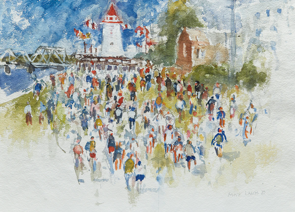 Molly Lamb Bobak, Waterfront, Fredericton, watercolour