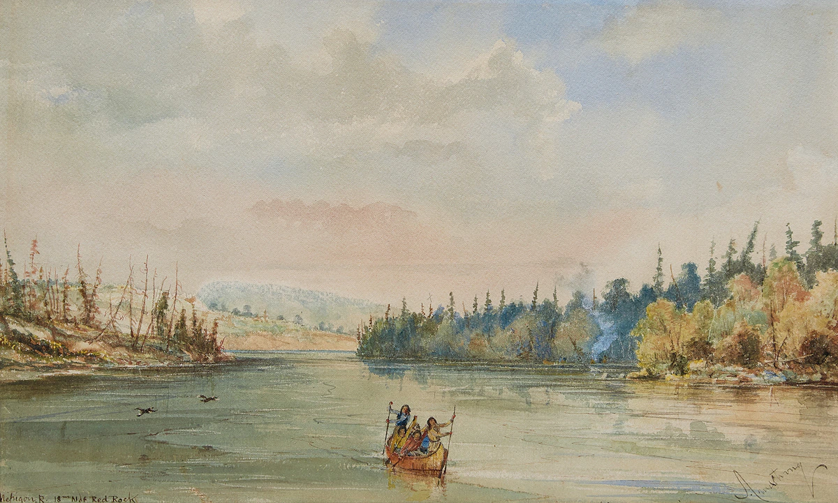 William Armstrong, Nipigon River, 18 miles North of Red Rock, watercolour, circa 1867-1871