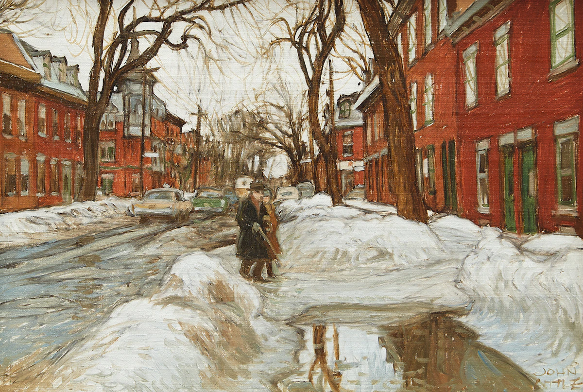 John Little, Flaque d’eau - Rue Logan, Montreal, oil on canvas, 1983