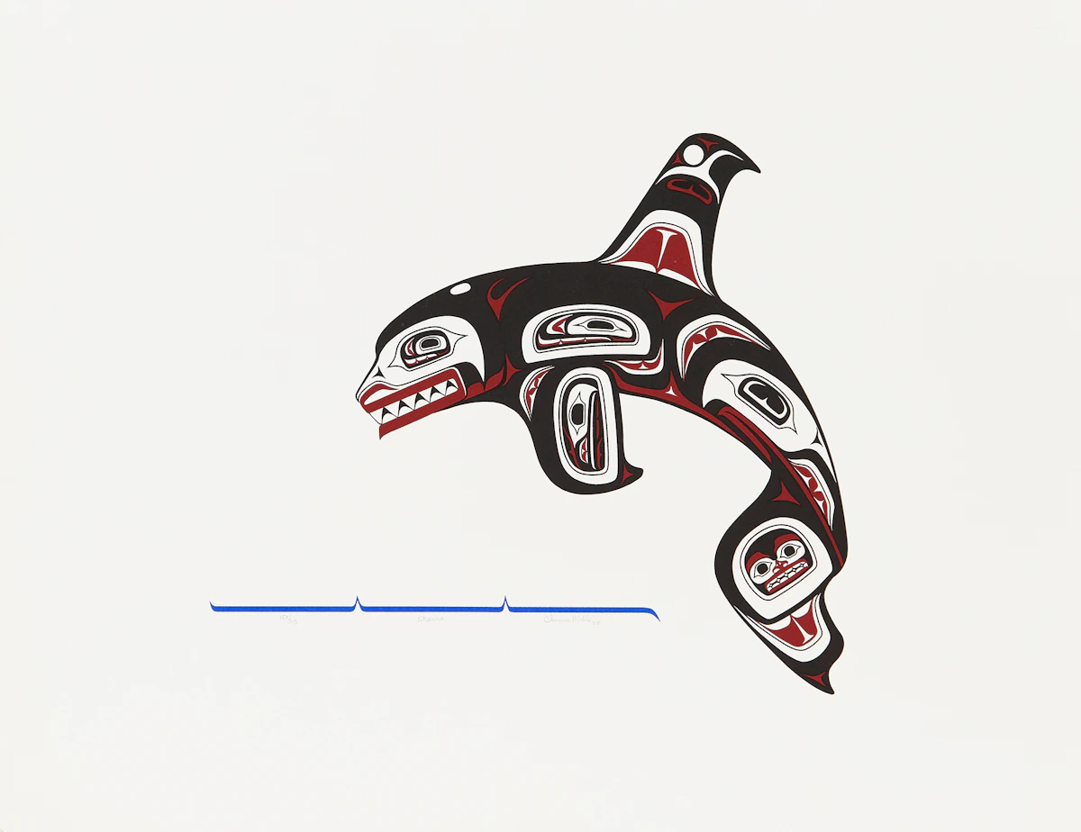 Clarence Mills, Skahna, colour litthograph, 1988