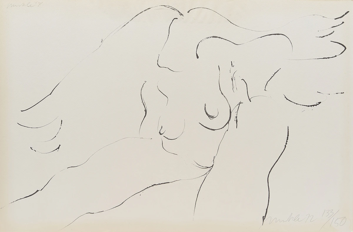 Robert Markle, Reclining Nude, lithograph laid down on card, 1971