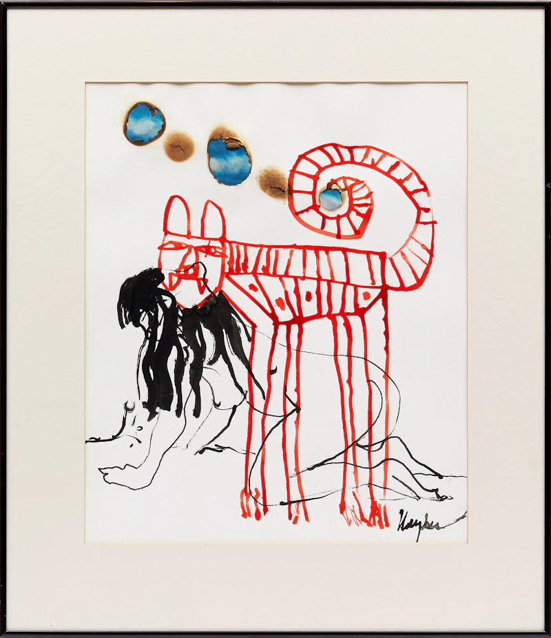 Gordon Rayner, Smoking Tiger, 1989, coloured ink and collage - view 2