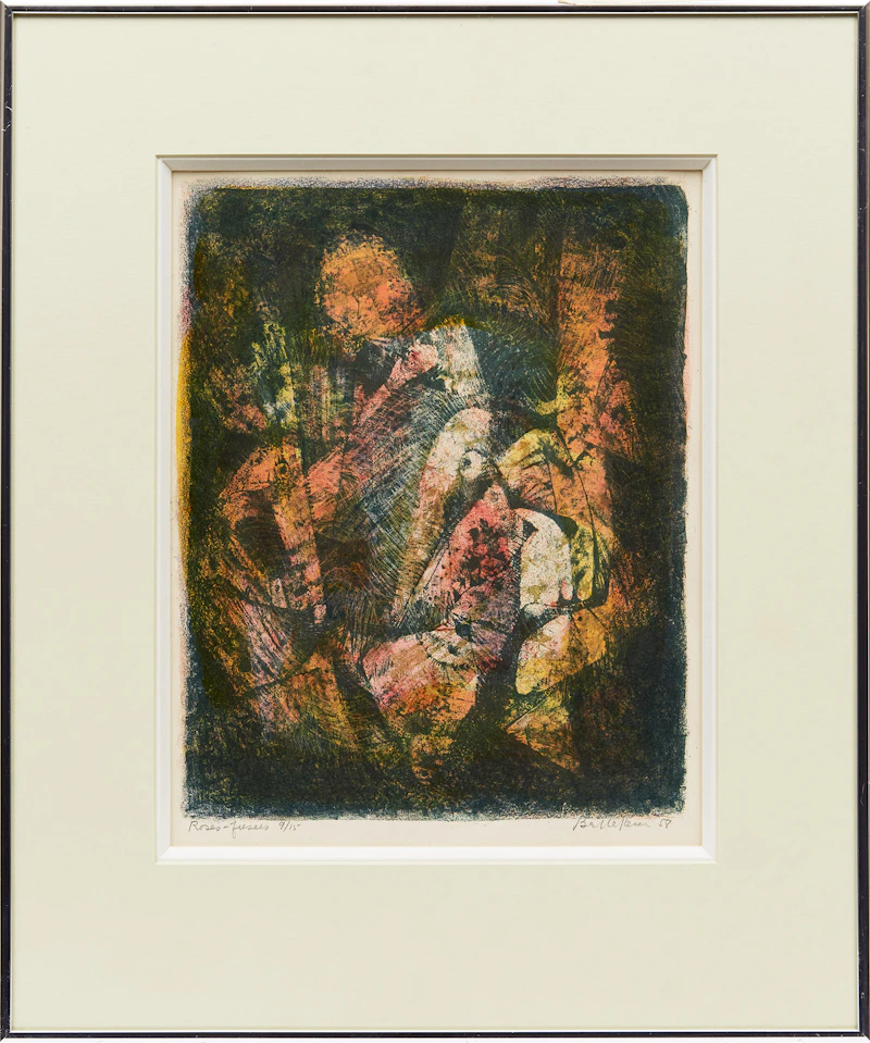 Léon Bellefleur, Roses-Fusees, colour etching, 1958 - view 2