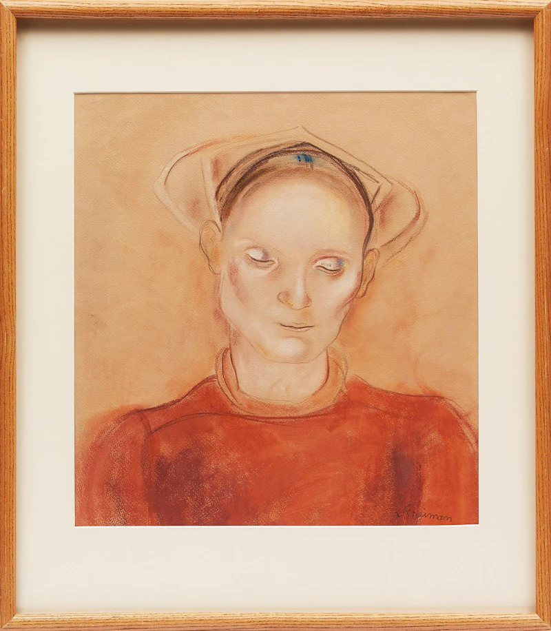 Lillian Freiman, Woman with Bonnet, pastel - view 2