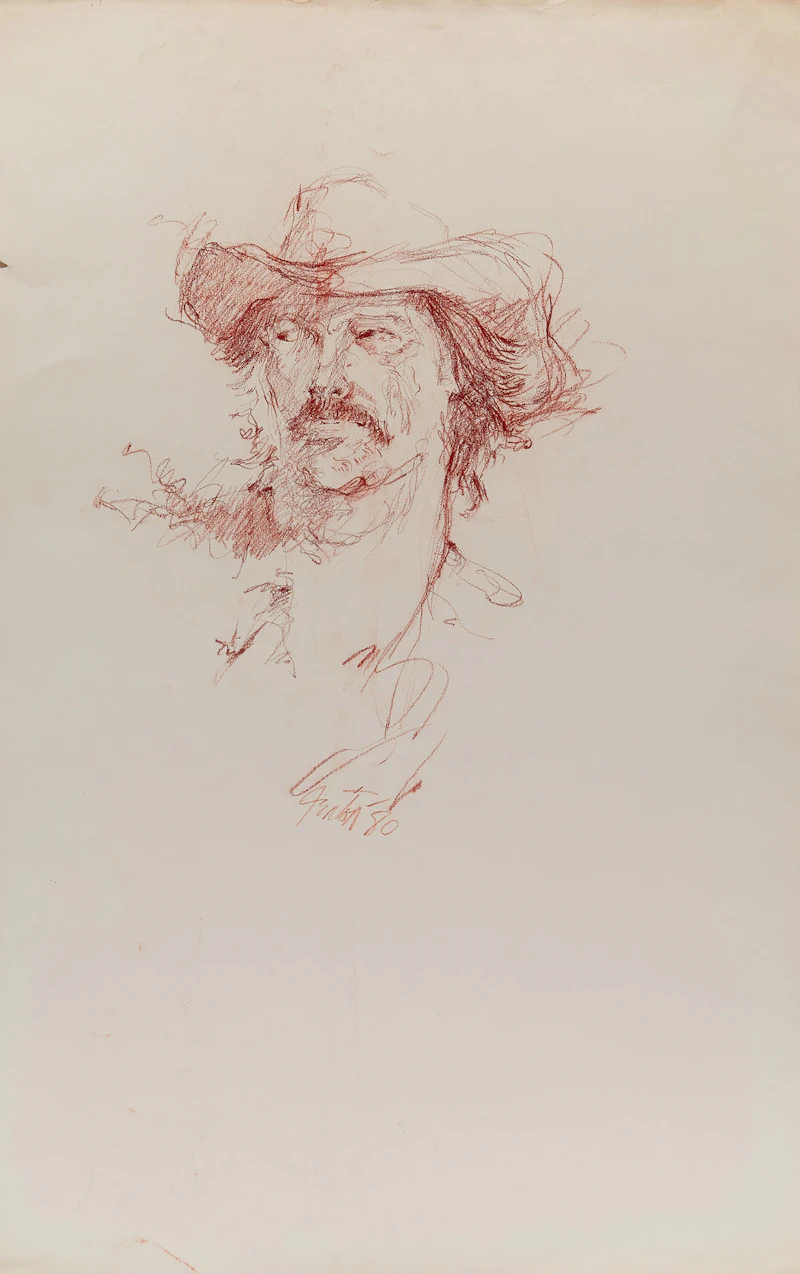 Telford Fenton, Two Portraits , conté - view 3