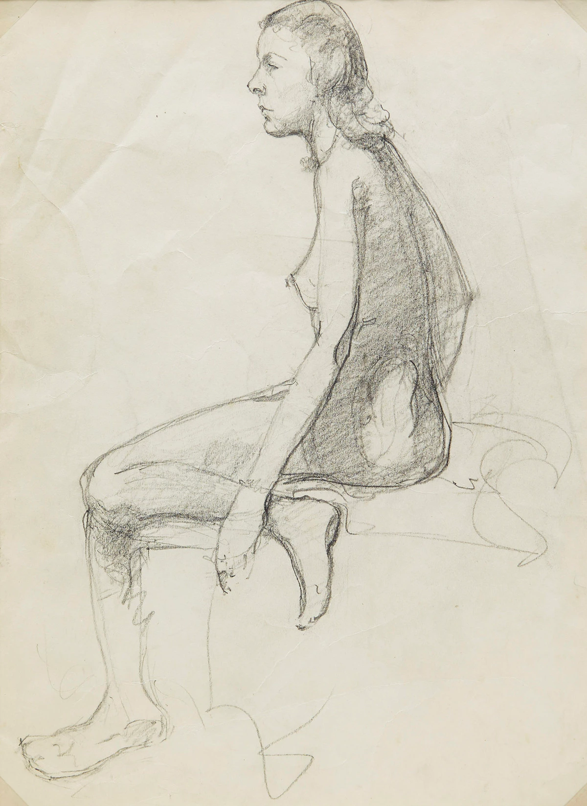 Manly Edward MacDonald, Nude Sketch of a Woman; Portrait of a Man in a Hat, two pencil sketches on paper