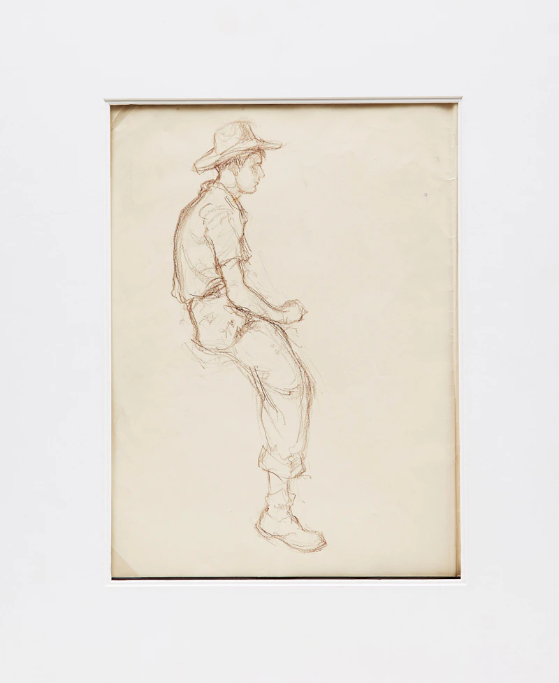 Manly Edward MacDonald, Nude Sketch of a Woman; Portrait of a Man in a Hat, two pencil sketches on paper - view 4