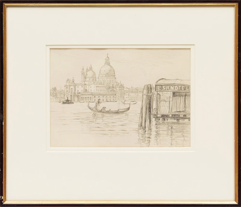 Caroline Helena Armington, Santa Maria della Salute, Venice , pencil on paper, circa 1931 - view 2