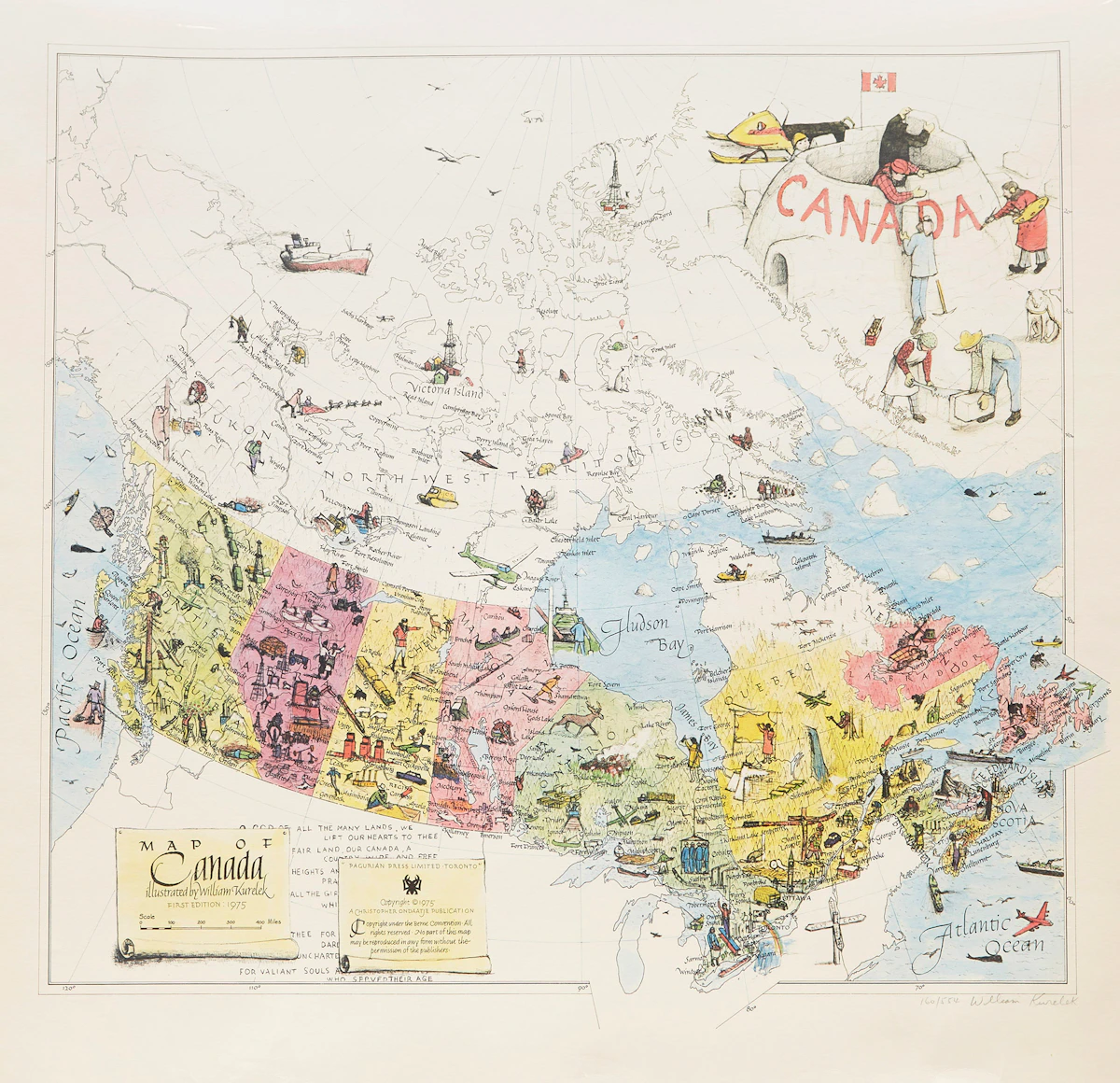William Kurelek, Map of Canada, colour lithograph