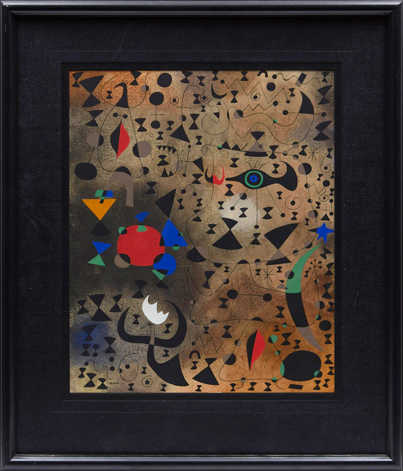 Joan Miró, Femmes au bord du lac à la surface irisée par le passage d'un cygne, colour pochoir print, 1941 - view 2