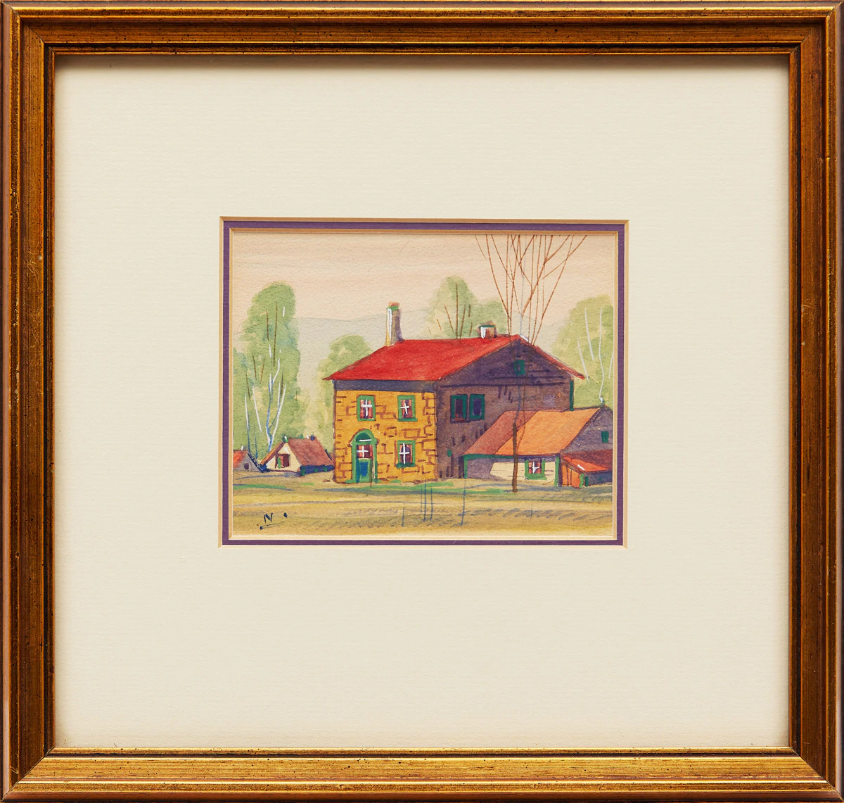 Graham Noble Norwell, Rural Home; Cabin by the River, pair of watercolours