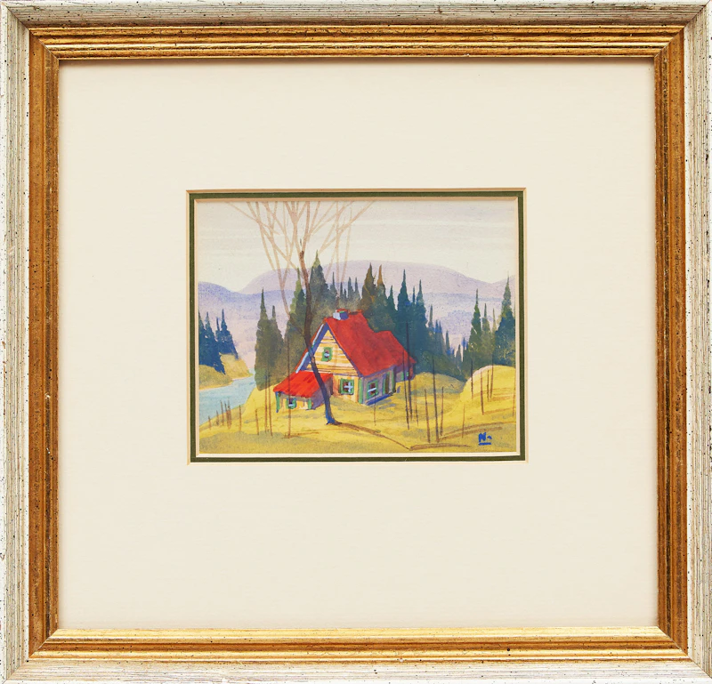 Graham Noble Norwell, Rural Home; Cabin by the River, pair of watercolours - view 5