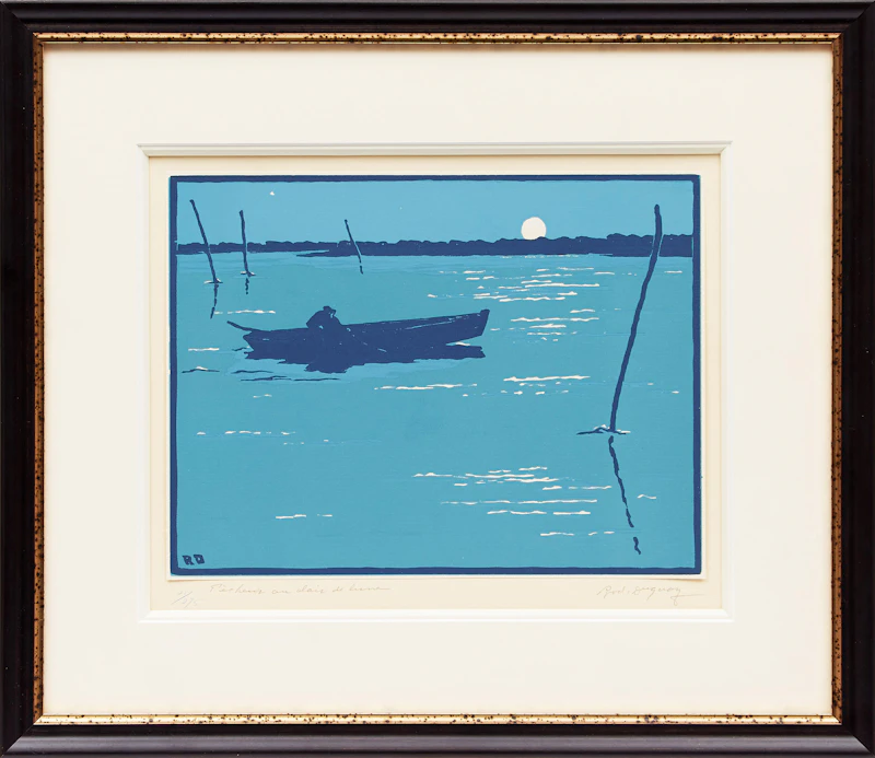 Rodolphe Duguay, Pecheur au clair de lune, woodblock - view 2