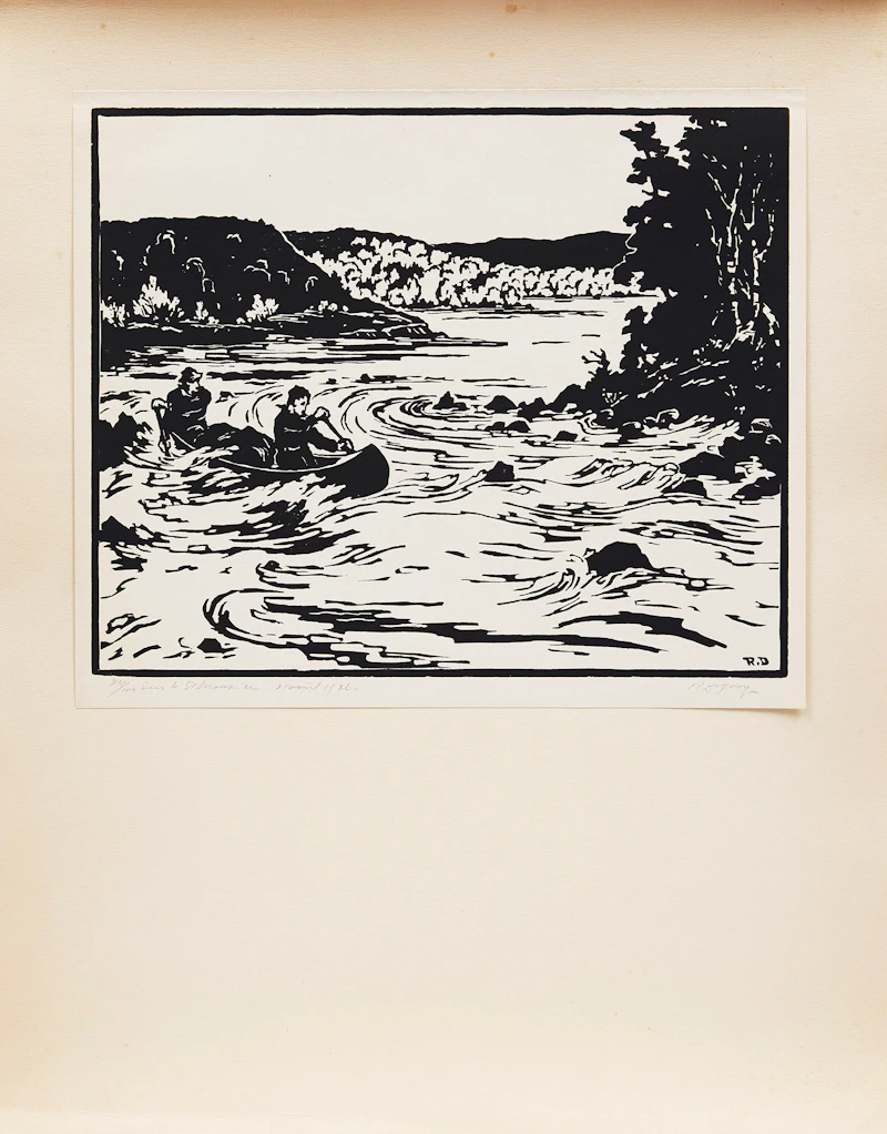 Rodolphe Duguay, Aurore boréale; Sur le St. Maurice, 21 avril 1936, pair of woodblock prints - view 2