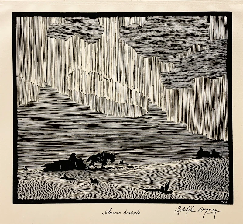 Rodolphe Duguay, Aurore boréale; Sur le St. Maurice, 21 avril 1936, pair of woodblock prints - view 4