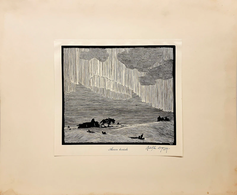 Rodolphe Duguay, Aurore boréale; Sur le St. Maurice, 21 avril 1936, pair of woodblock prints - view 5