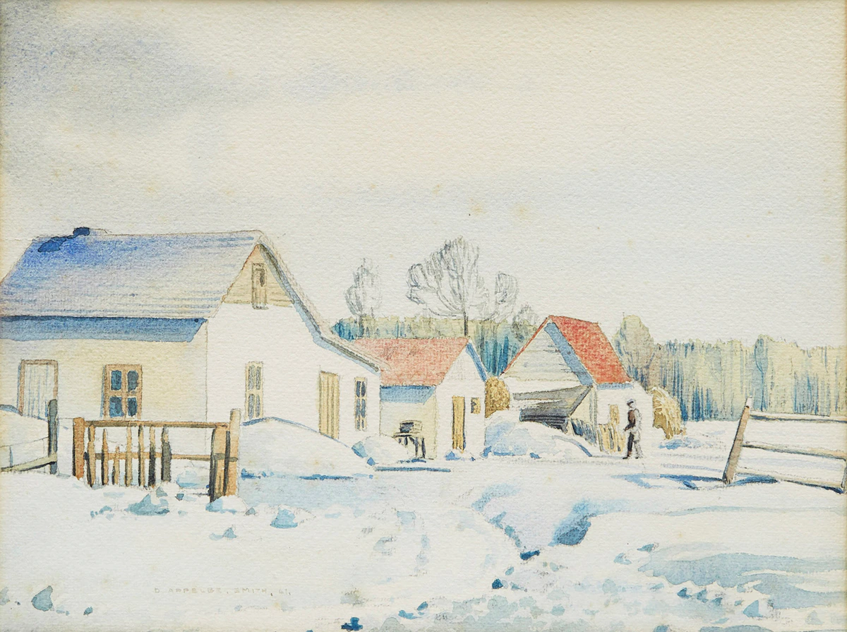 Donald Appelbe Smith, Farm, Winter , watercolour, 1961