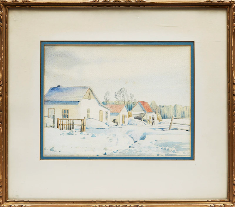 Donald Appelbe Smith, Farm, Winter , watercolour, 1961 - view 2