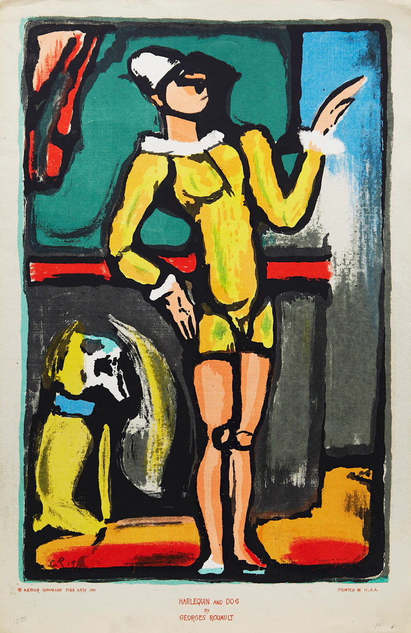 Georges Rouault, Harlequin and Dog, colour screenprint - view 2