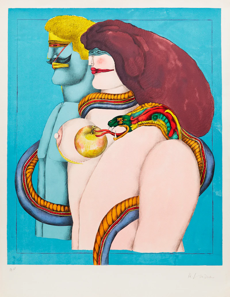 Richard Lindner, Adam and Eve, colour lithograph - view 2
