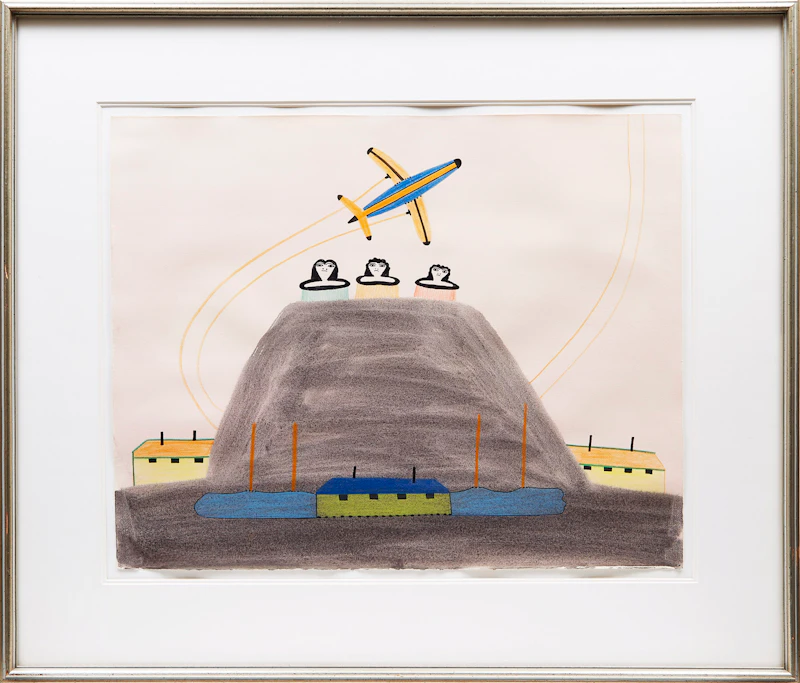 Pudlo Pudlat, Cape Dorset Landscape, ink and coloured pencil drawing - view 2