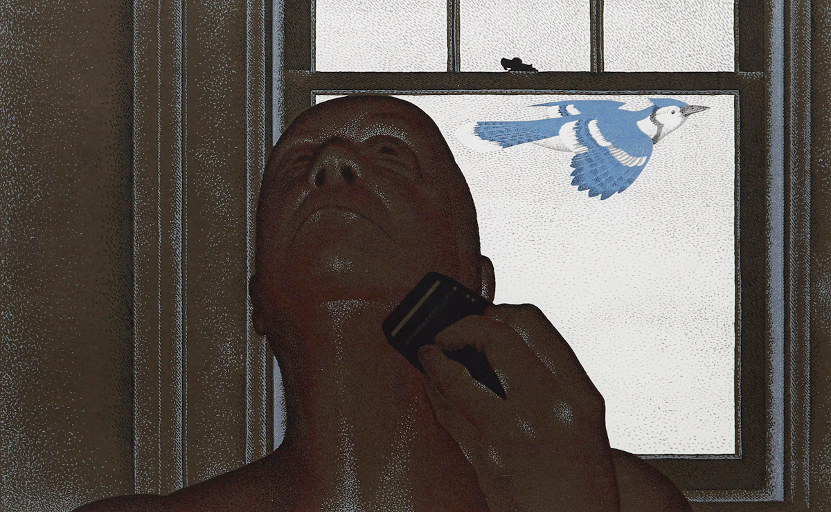 David Alexander Colville, Artist and Blue Jay, colour silkscreen, 1993