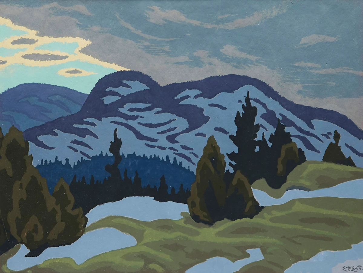 Edwin Headley Holgate, Snow Clouds, colour silkscreen