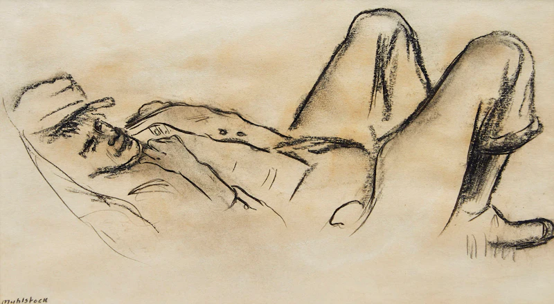 Reclining Figure; Portrait of a Man  by Louis Muhlstock