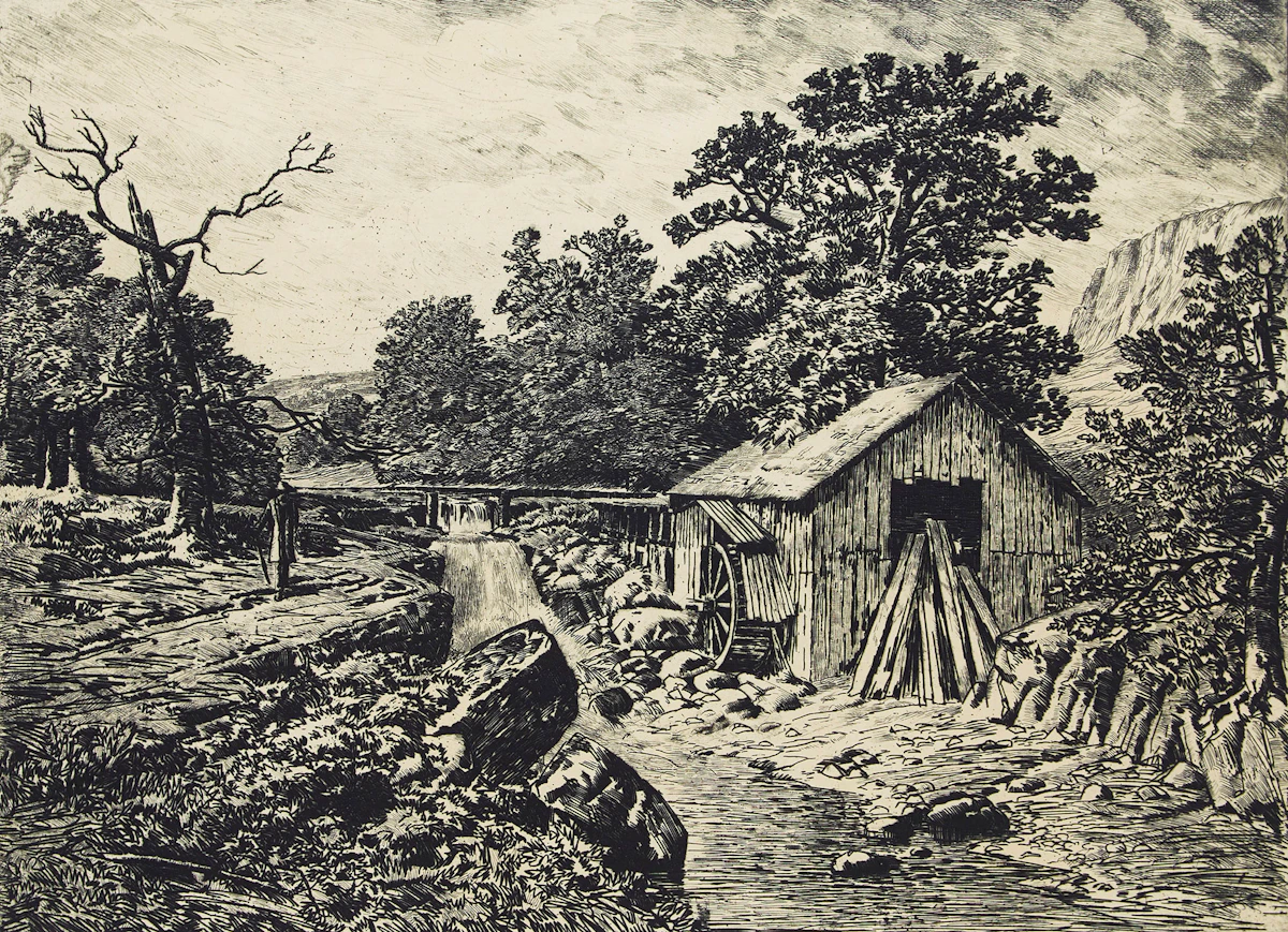 Homer Ransford Watson, The Pioneer Mill (print created by Tom LaPierre & Frederick Hagan) (1967), engraving, 1967