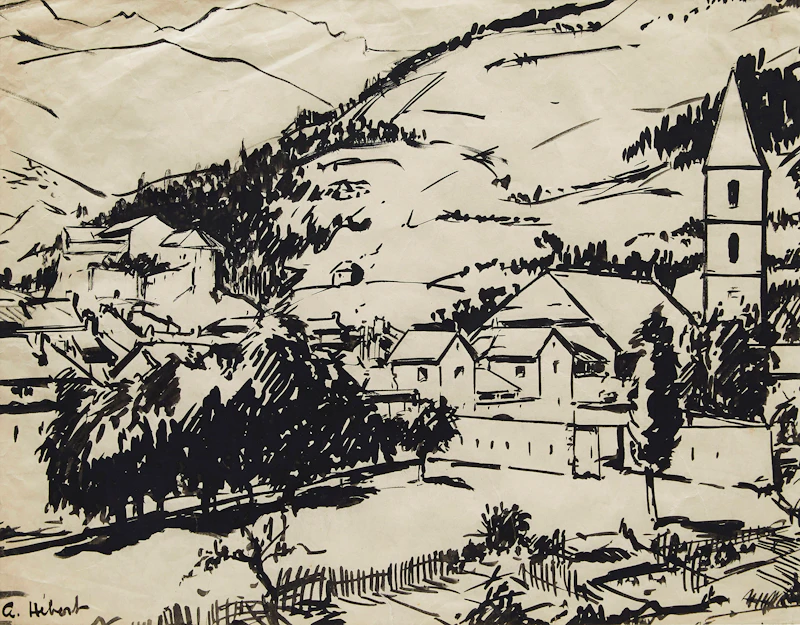 Two Works: Village Landscape; House by the Water by Bruno Coté and Adrien Hébert