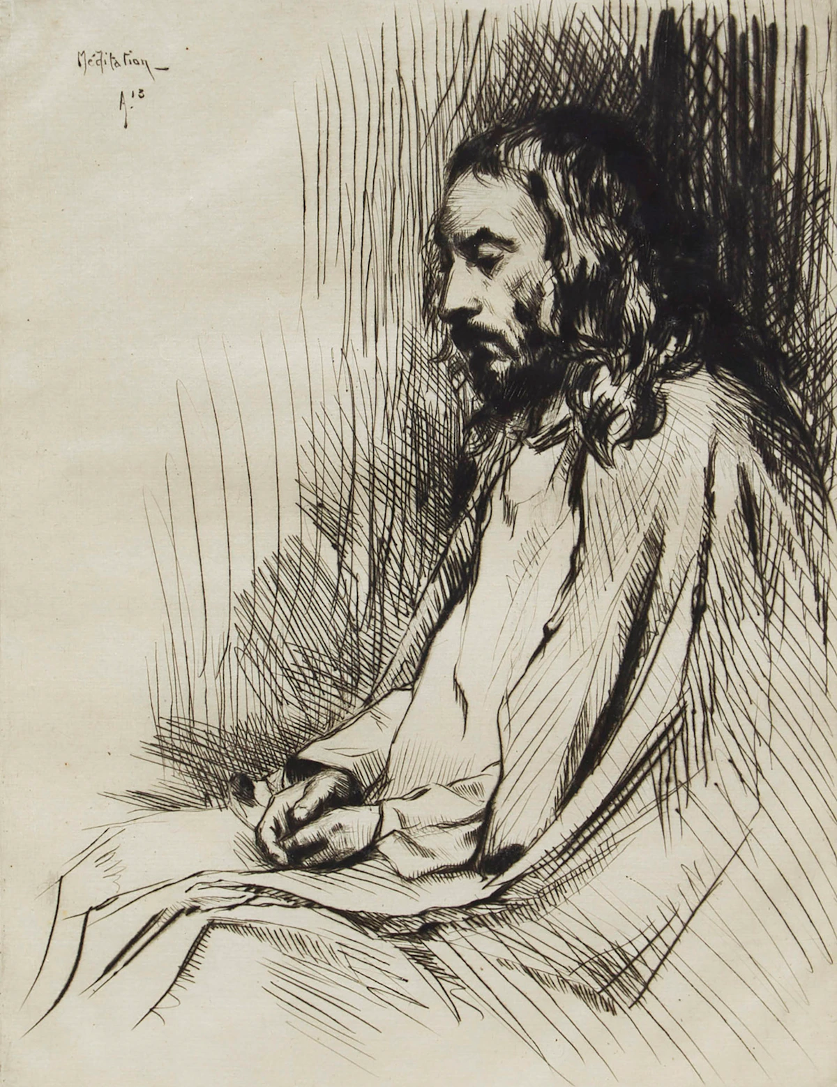 Frank Milton Armington, Meditation, etching, 1913