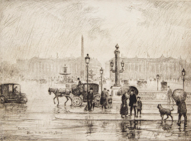 La Pluie, Place de la Concorde, Paris by Frank Milton Armington