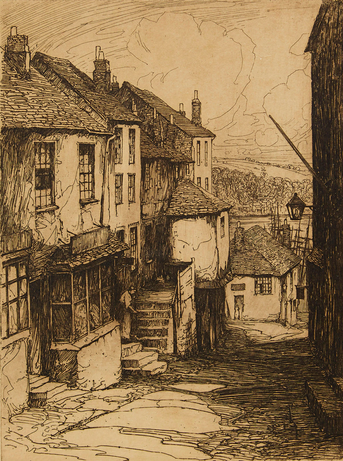 Alfred Swatkins, Two Street Scenes, two etchings
