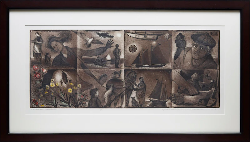 David Lloyd Blackwood, Folded Studies , etching and aquatint with hand colouring, 1993 - view 2