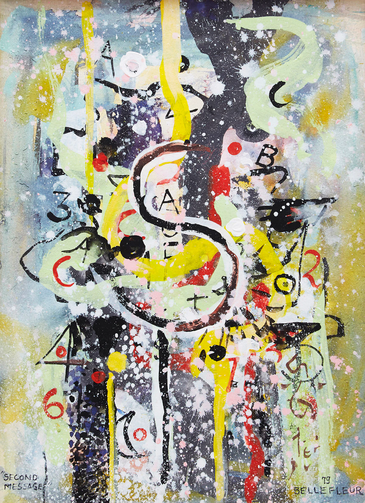 Léon Bellefleur, Second Message, gouache on paper, 1979