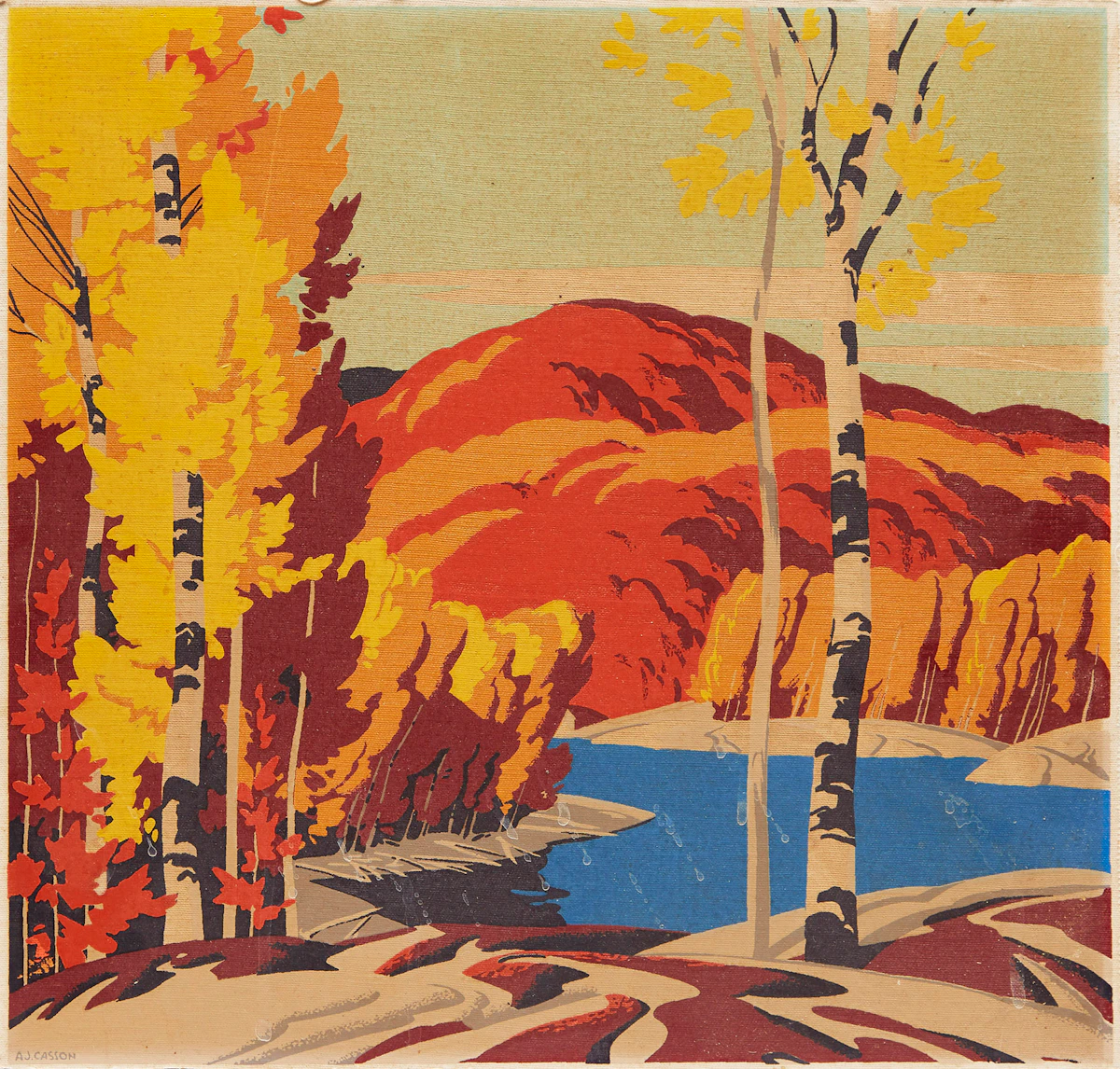 Alfred Joseph Casson, Autumn Landscape, laid on card