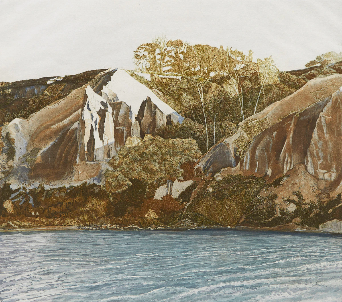 Harriet Wolfe, Scarborough Bluffs, etching in colours