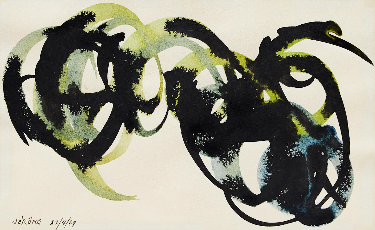 Jean-Paul Jérôme, Abstraction, ink on paper, 1969