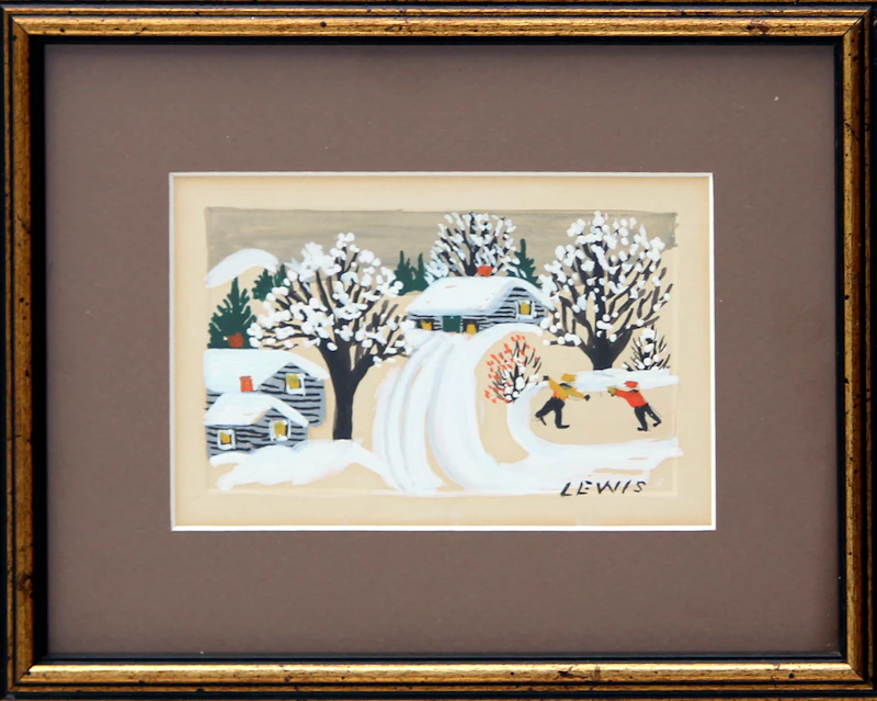 Maud Lewis, The Skaters, watercolour on card - view 2