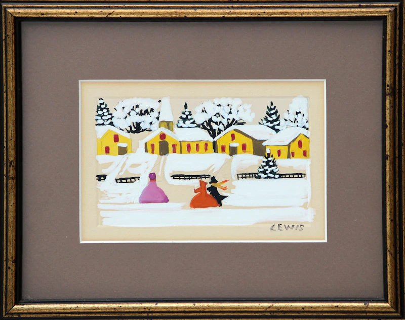 Maud Lewis, Walking to Church, watercolour on card - view 2