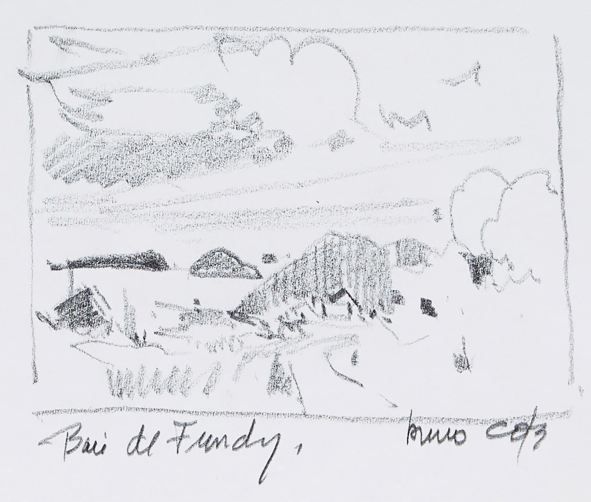 Bruno Côté, Baie de Fundy; Landscape with Trees; Landscape with Lake , three pencil sketches