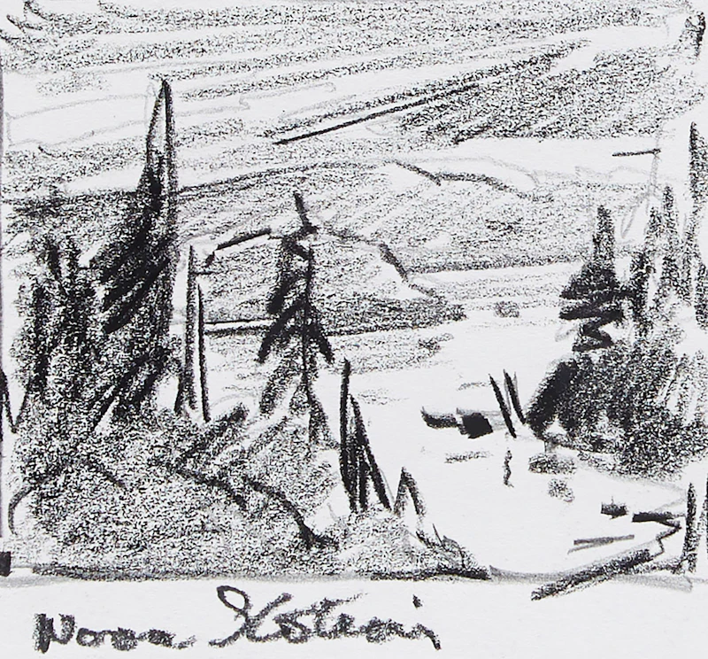 Bruno Côté, Baie de Fundy; Landscape with Trees; Landscape with Lake , three pencil sketches - view 4