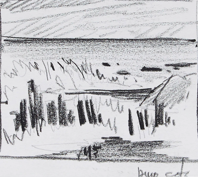 Bruno Côté, Baie de Fundy; Landscape with Trees; Landscape with Lake , three pencil sketches - view 8