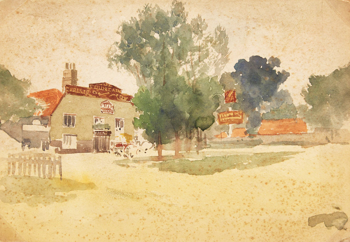 Frederic Marlett Bell-Smith, Village Scene, watercolour on board