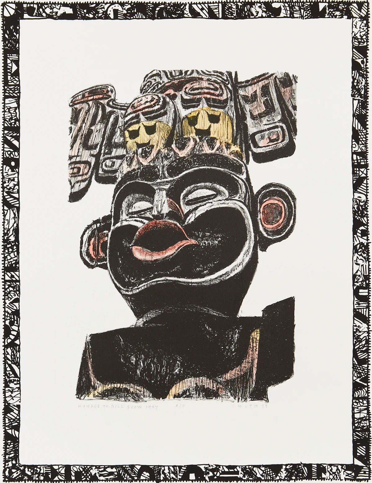 Gordon Appelbe Smith, Homage to Bill Skow, colour lithograph, 1993