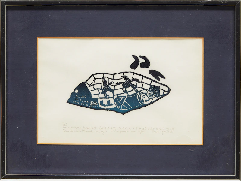 Davidialuk Alasua Amittu, Sleeping in an Igloo, stonecut, 1978 - view 2
