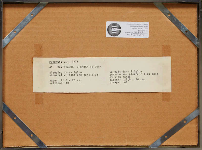 Davidialuk Alasua Amittu, Sleeping in an Igloo, stonecut, 1978 - view 3