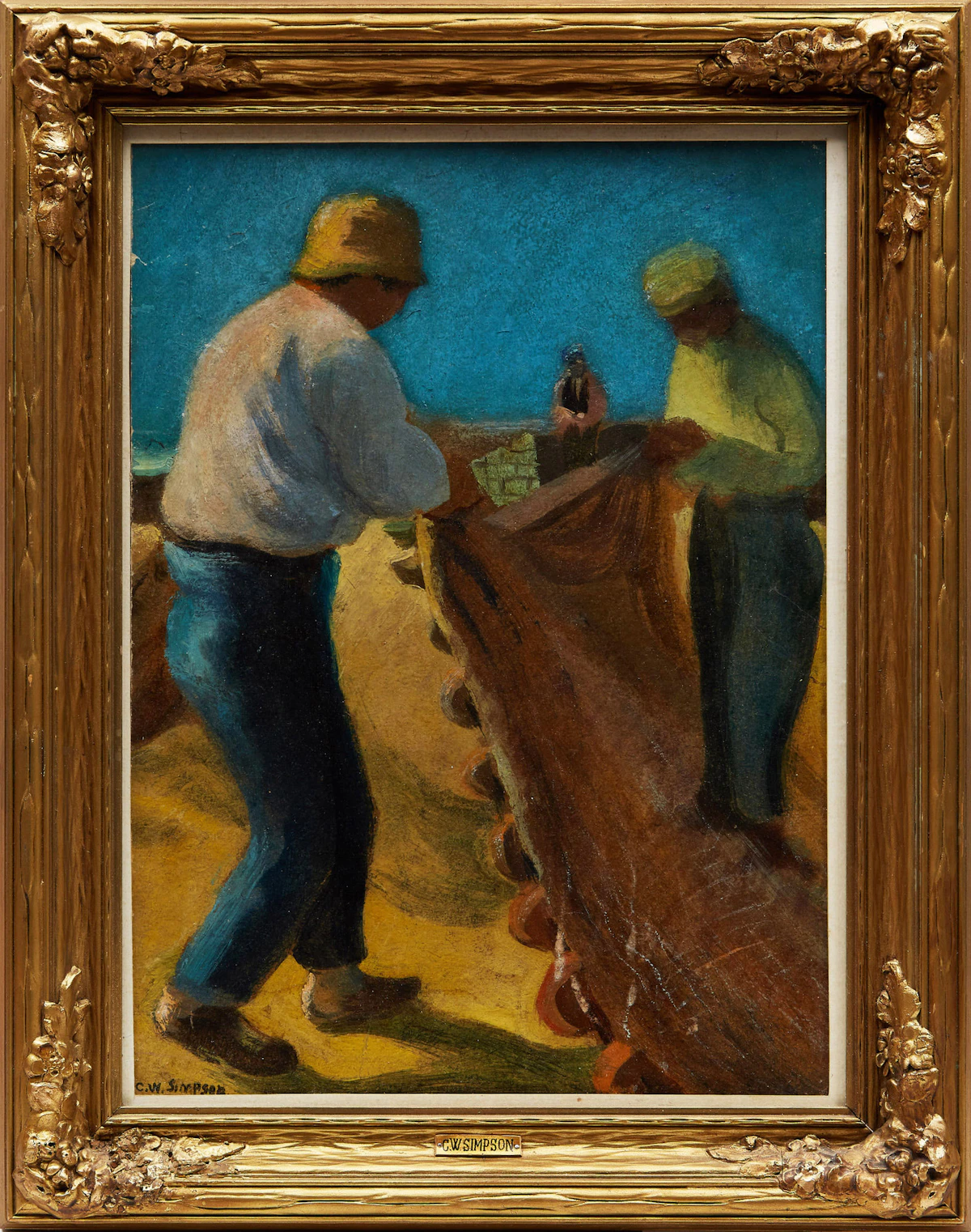 Charles Walter Simpson, Fishermen, oil on board