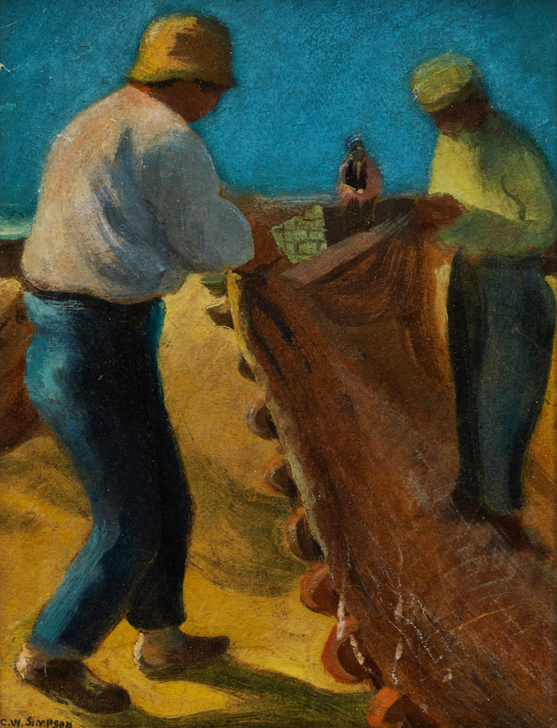 Charles Walter Simpson, Fishermen, oil on board - view 2