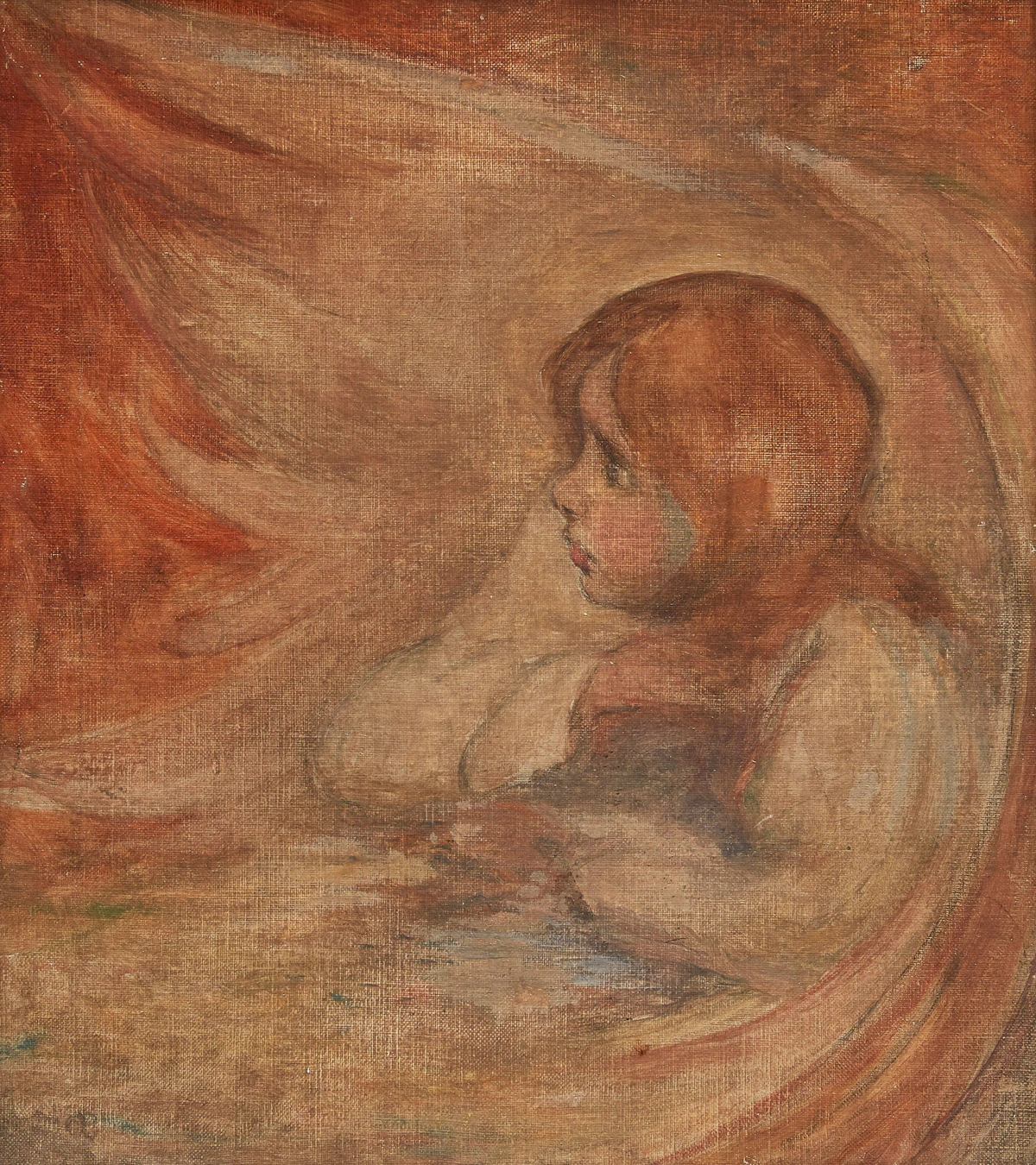 Charles Ernest de Belle, Girl with a Puppy, oil on canvas